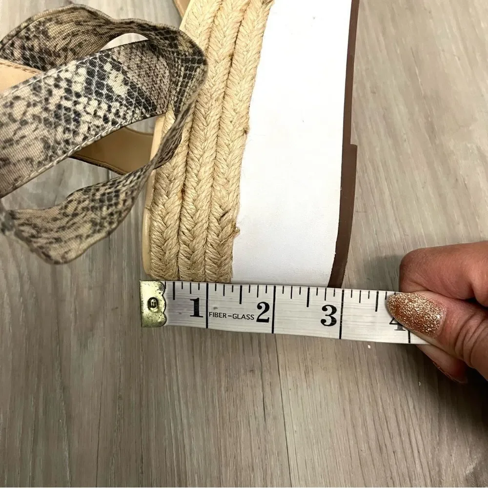 Sole Society Shoes Women's 10 Aven‎ Espadrille Snake Print Stretchy Strap Wedge